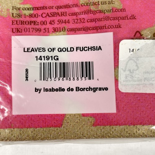15 Caspari Paper Napkins Leaves Of Gold Fushia Luncheon Party Pink NIP - Picture 5 of 6