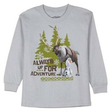 NWT - Disney's Olaf "Always Up for An Adventure" L/S T-Shirt -Boys - Grey - Sz S