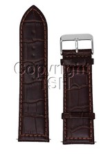 26 mm BROWN LEATHER WATCH BAND CROCO WITH SPRING BARS