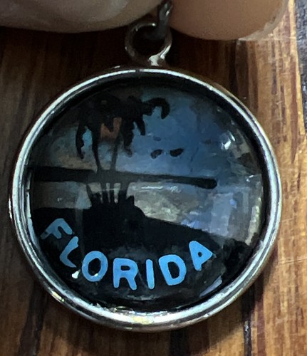 Vintage Florida Travel Charm Sterling Silver Hoffman Butterfly Wing Pendant