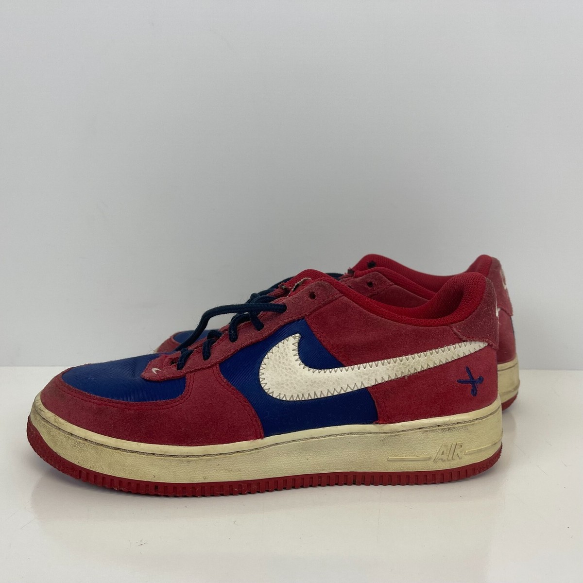 Nike Air Force Low Shoes Gym Red Deep Royal Kids Size 7Y