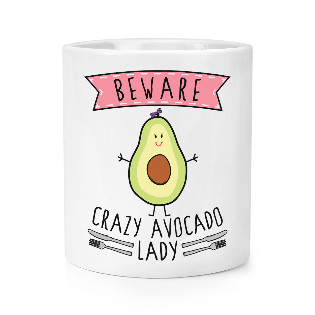 Beware Crazy Avocado Lady Makeup Brush Pencil Pot - Funny Healthy