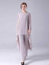 Three Pieces Mother of the Bride Suit Chiffon Plus Size Formal Dress Pant Sets