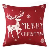 " Merry Christmas Linen Throw Decorative Pillow Square Case No Pillow Insert