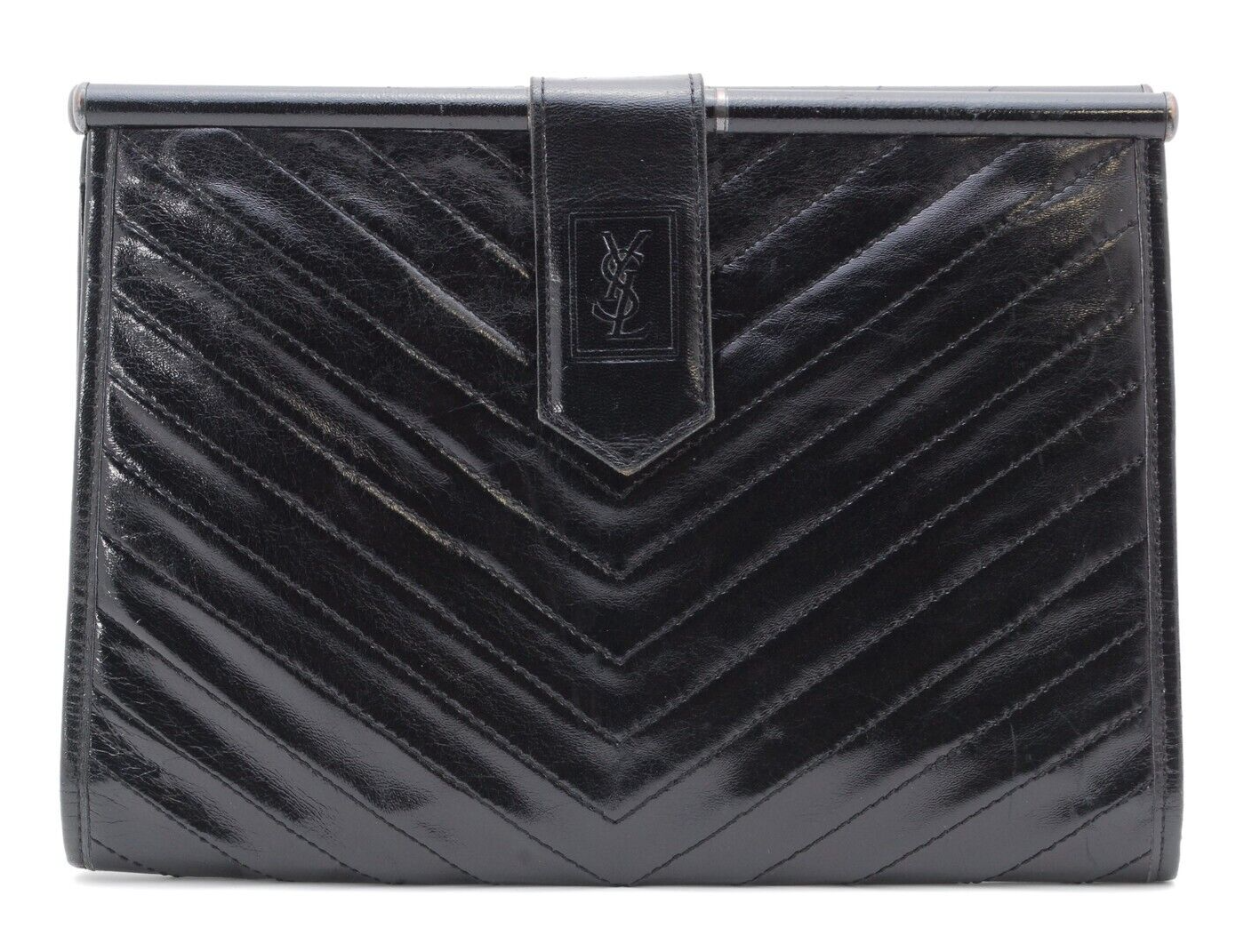 Borsa pochette Yves Saint Laurent YSL in pelle nera originale #A90