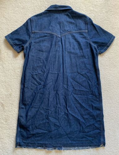 Levis Alina Denim Shirt Dress Womens Sz M Short Sleeve Button Up Raw Hem Western - Picture 2 of 14