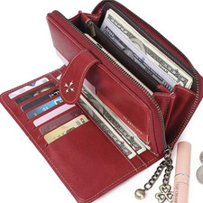 Women Large Capacity Wristlet Wallet Card Organizer Ladies Tassel Clutch Handbag