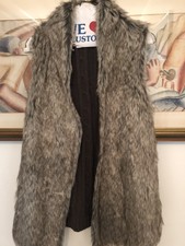 Ladies Faux Fur Open Front Sweater Vest Size L