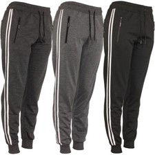 Men's Fashion Joggers Draw String Sports Sweat Pants, Striped, Zipper Pockets