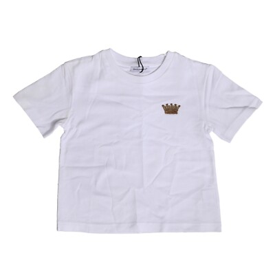 DOLCE & GABBANA Kinder T-Shirt weiß Krone Stickerei Rundhalsausschnitt Gr. Et...