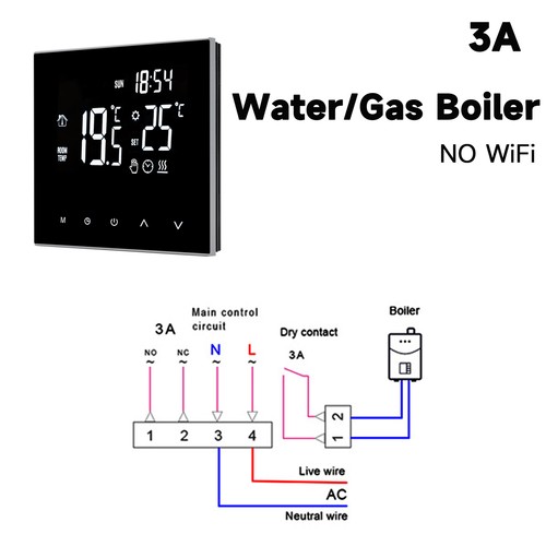 Termostato inteligente WiFi Fahrenheit caldera eléctrica calefacción por suelo radiante agua gas Tuya - Imagen 12 de 12