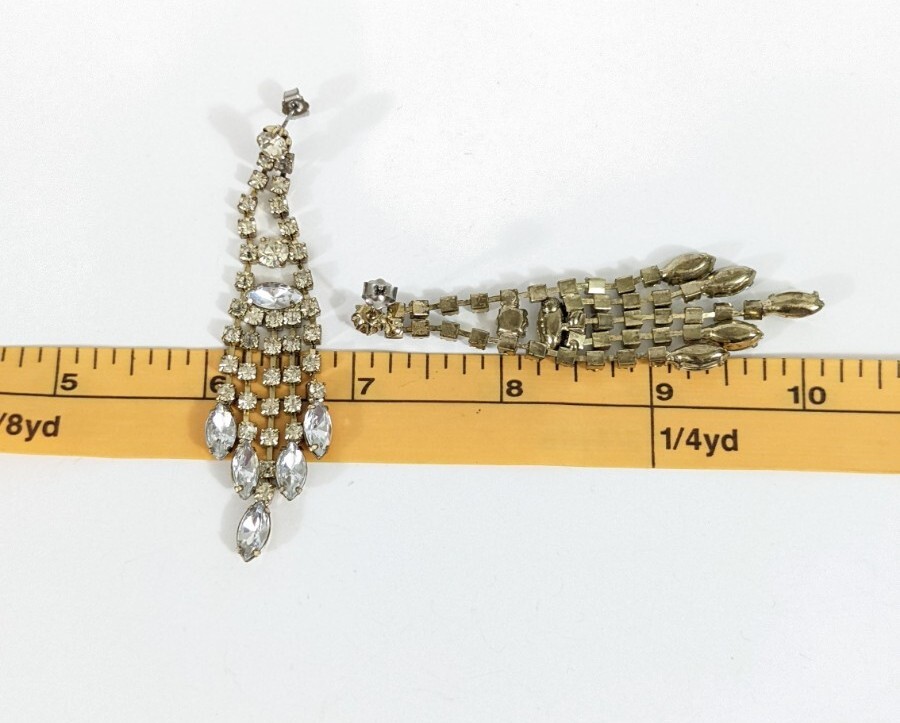 Rhinestone Drop Dangle Chandelier Stud Earrings -… - image 6