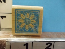 inkadinkado daisy flower with swirls framed rubber stamp 1Q