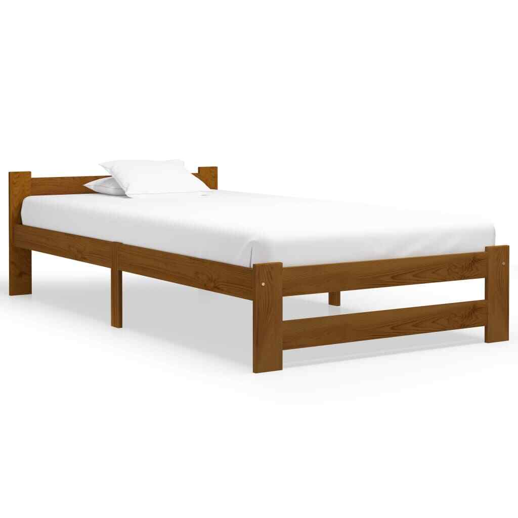 Bed Frame Honey Brown Solid Pine Wood 100x200 cm