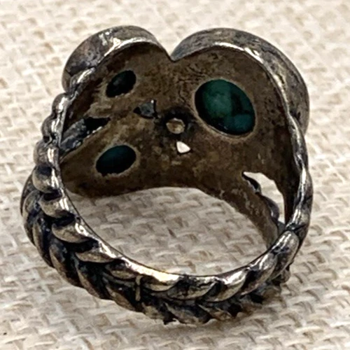Anillo Didae Shablool Israel 3 Piedras Turquesa Plata de Ley Banda Trenzada 7.75 Foto 4 de 4