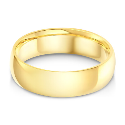 14k Solid Yellow OR White Gold 6mm Plain Standard Classic Fit Wedding Band Ring
