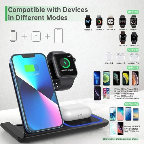 Wireless Charger For iPhone Apple Watch & AirPods 3 in 1 Wireless Charger Stand - Picture 19 of 19