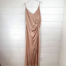 ASOS EDITION 14 Satin Cami Drape Detail Maxi Dress Cinnamon Rose