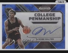 Ja'Kobe Walter #/75 Prizm Draft Picks College Penmanship Blue Ice Auto 2023-24.