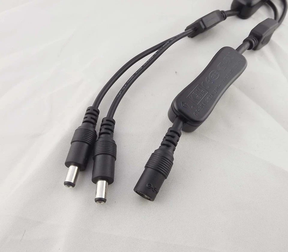 LED Strips DC Power 1 Female To 2 Male 5.5x2.1mm w/ On/Off Switch Splitter Cable - Image 3 of 4