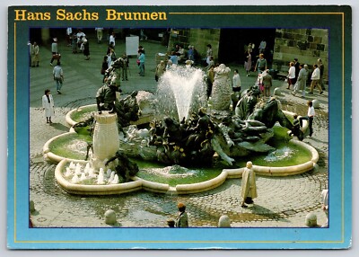 Hans Sachs Brunnen Marriage Carousel Fountain Nuremburg Germany Postcard c1997