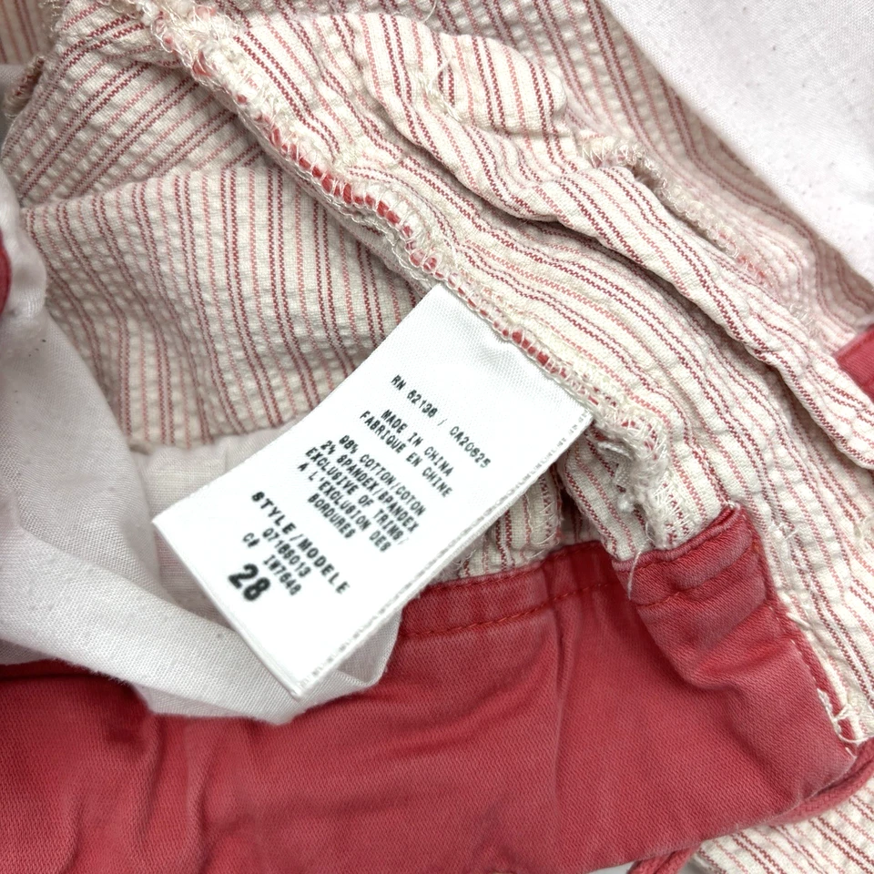 Bermudas GUESS Blanco Rosa Mezcla de Algodón Rayas Corbata Cintura Texturizada 28" Foto 3 de 4