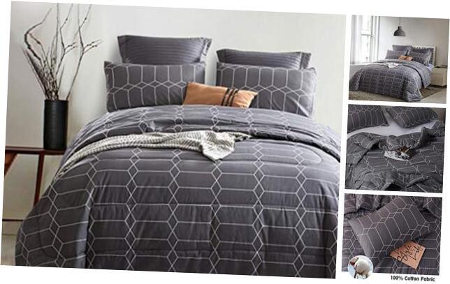 Comforter Set King, All Season 3-Piece 100% Cotton King 102x90 Charcoal Grey-image