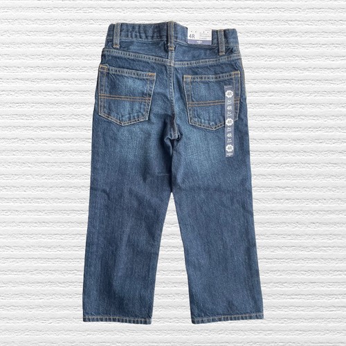 New OshKosh B'Gosh Boys Classic True Blue Denim Jeans Adjustable Waist Size 4R - Picture 2 of 13