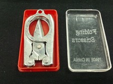 Silver Handy Folding Pocket Travel Scissors in Case Portable Multi use KEYCHAIN