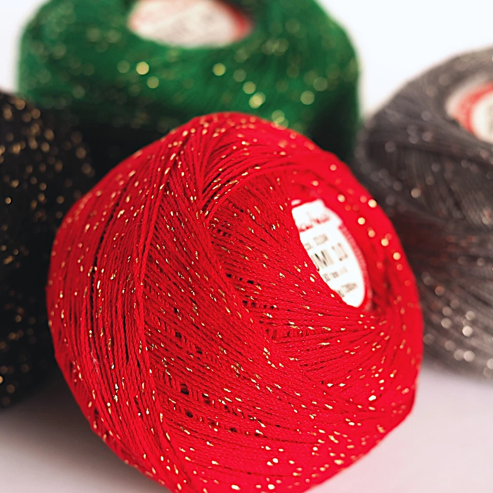 Crochet Cotton with Metallic Thread Size 10 Ball Yarn Spool Thread 50g LUMI - Image 3 of 4