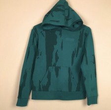 Skechers Boys  Green Splatter Pattern Fleece Lined Kangaroo Pouch Hoodie Sz M