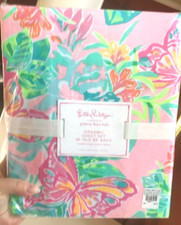 Pottery Barn Isle Be Back Sheet Set Pink Twin Lilly Pulitzer Palm Beach 3pc