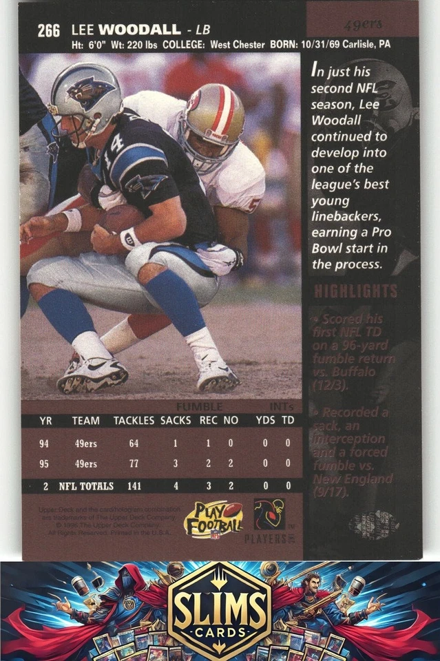 Lee Woodall - 1996 - Upper Deck - San Francisco 49ers - #266 - Near Mint - Image 2 of 2
