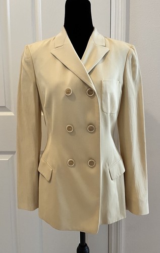 Jil Sander, Giacca doppiopetto vintage JIL SANDER giallo chiaro, taglia 38, firmata