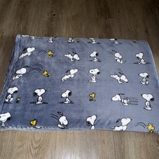 Peanuts Oversized 50”x70" VelvetSoft Plush Throw Snoopy & Woodstock Cartoon EUC