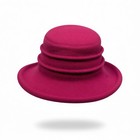 Scala Handmade Wool Cloche Hat Fuchsia Pink Pleated Fleece Bucket Retro Classic