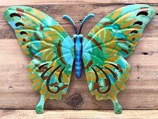 Butterfly Green And Blue Metal Garden Wall Decor 10" x 8"