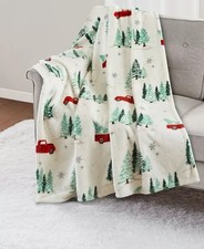 Cozy Plush Trucks Holiday Throw Blanket 50" x 70" Macy  s Exclusive NWT NEW