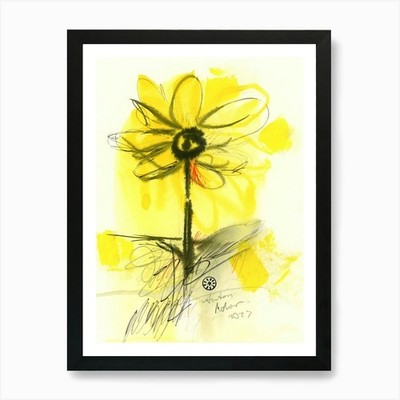 Ausdrucksstarke Sonnenblume - handgemaltes gerahmtes Wandbild Poster Leinwanddruck Bild