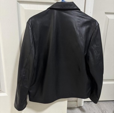 Second Layer mad dog Black Leather Button Jacket l Collar Short