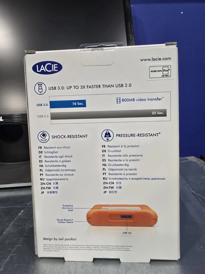 Brand New LaCie Rugged Mini 1TB External Hard Drive Portable HDD - USB 3.0  - Image 4 of 4