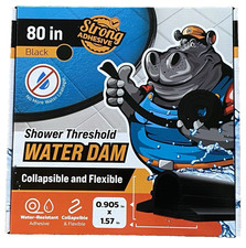 Shower Threshold Water Dam Barrier 80" Rounded Black Collapsible Shower Water