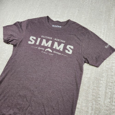 #ad #ad Simms Fishing Shirt Men Small Bozeman Montana Spellout Tee Brown $24.99