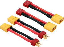4Pcs T-Plug Style to XT60 XT-60 Male Female RC Connector Adapter with 14Awg 2Inc