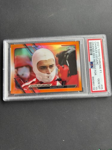 2021 Topps Chrome F1 Charles Leclerc Orange Red Refractor #25 Ferrari PSA10