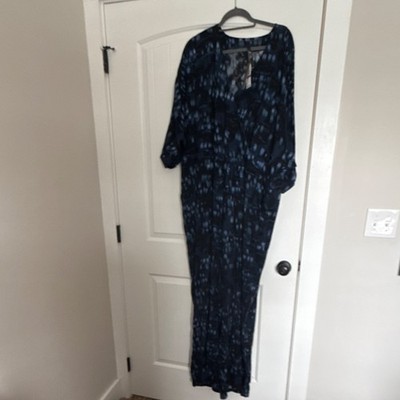 Melissa McCarthy Seven7 Women's Plus Size 2X Tie Dye Jumpsuit Blue Black White