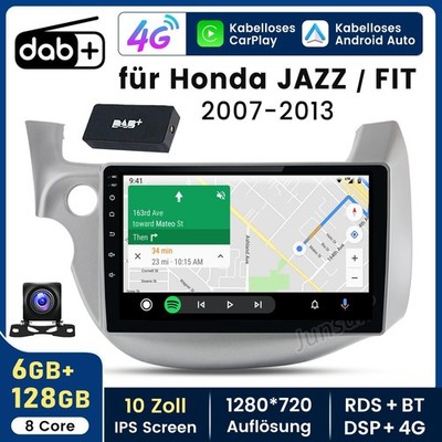 6+128GB für Honda JAZZ/FIT 2007-2013 Android Carplay RDS GPS Navi radio DAB+ CAM