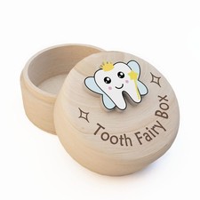 Tooth Fairy Box Carved Wood Lost Teeth Keepsake Storage for Kids Boys  Girls