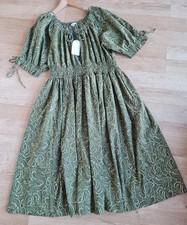 LADIES BNWT MONSOON FLORAL KHAKI MAXI DRESS SIZE XL