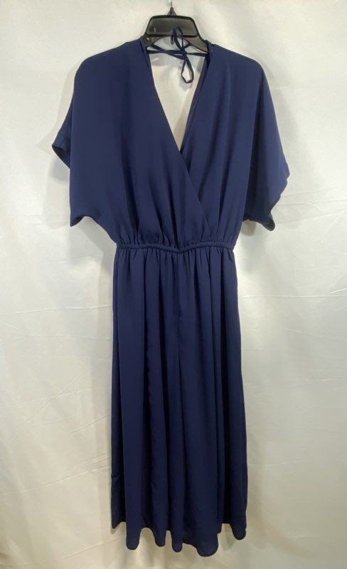 ModCloth Women's Navy Blue V-Neck Wrap Front Wide Leg Culotte Romper Sz S
